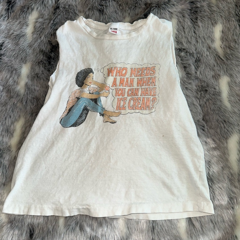 Re/Done who needs a man t shirt sz small